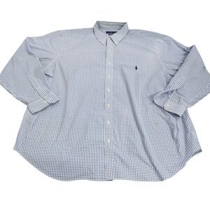 Ralph Lauren Mens 3XB Blue White Tattersall Check Easy Care Button Down Shirt